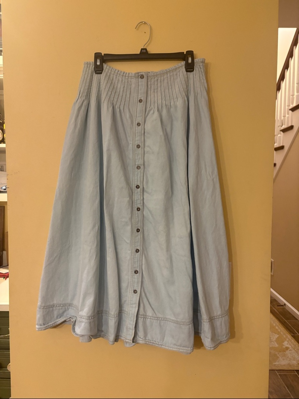 Anthropologie Pilot Light Blue Button-Front Denim Skirt